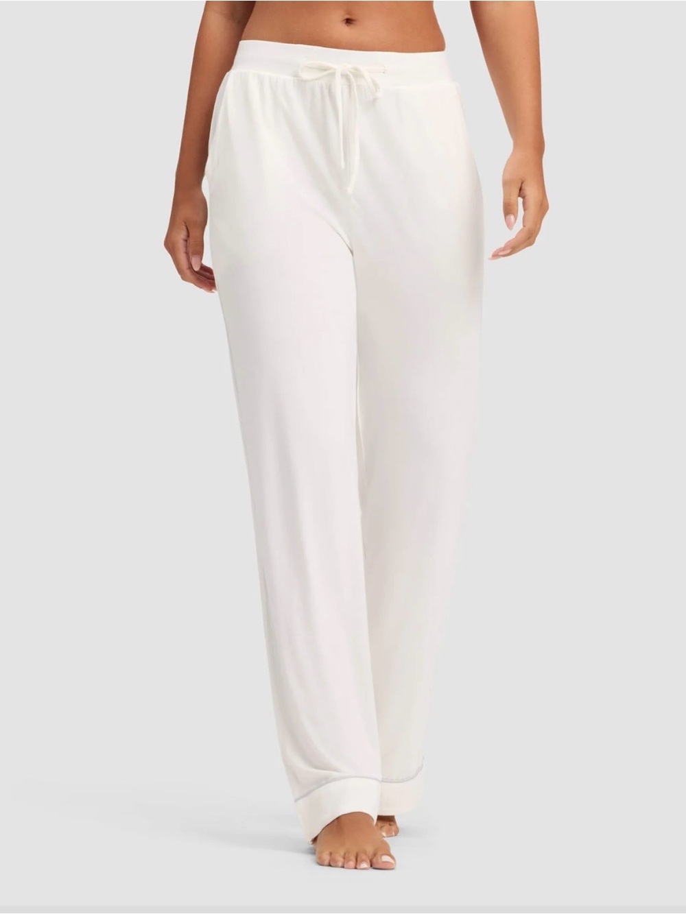 Cozy Earth Women's Bamboo Stretch Knit Classic Pajama Pants - White Size L -NEW